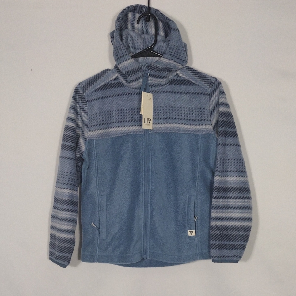 NWT Liv Outdoor Big Boys Cope Blue And Linear Stripe Subzero Zip Hoodie Sz Med